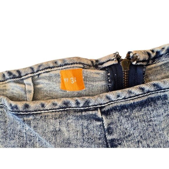 Pilcro by Anthropologie Acid Wash Skinny Jeans w/ Ankle Bows Sz 31 Boho Denim - Picture 4 of 11